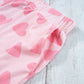 Pink Valentine Heart Shape Print Long Sleeve Top Shorts Lounge Set