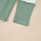 Mint Green Ribbed Colorblock Patchwork Raglan Long Sleeve Top