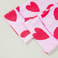 Pink Classic Heart Valentines Short Sleeve Pants Pajamas Set