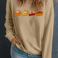 Khaki Thanksgiving Pie Print Drop Shoulder Sweatshirt