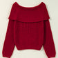 Racing Red Off-the-shoulder Knit Sweater