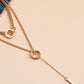 Gold Plated Double Layer O-Ring Long Stick Pendant Chain Necklace