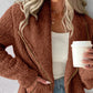 Contrast Binding Lapel Teddy Coat Open Front Longline Winter Outwear Jackets with Pockets