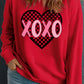 Racing Red XOXO Checkered Heart Graphic Plus Size Valentines Sweatshirt