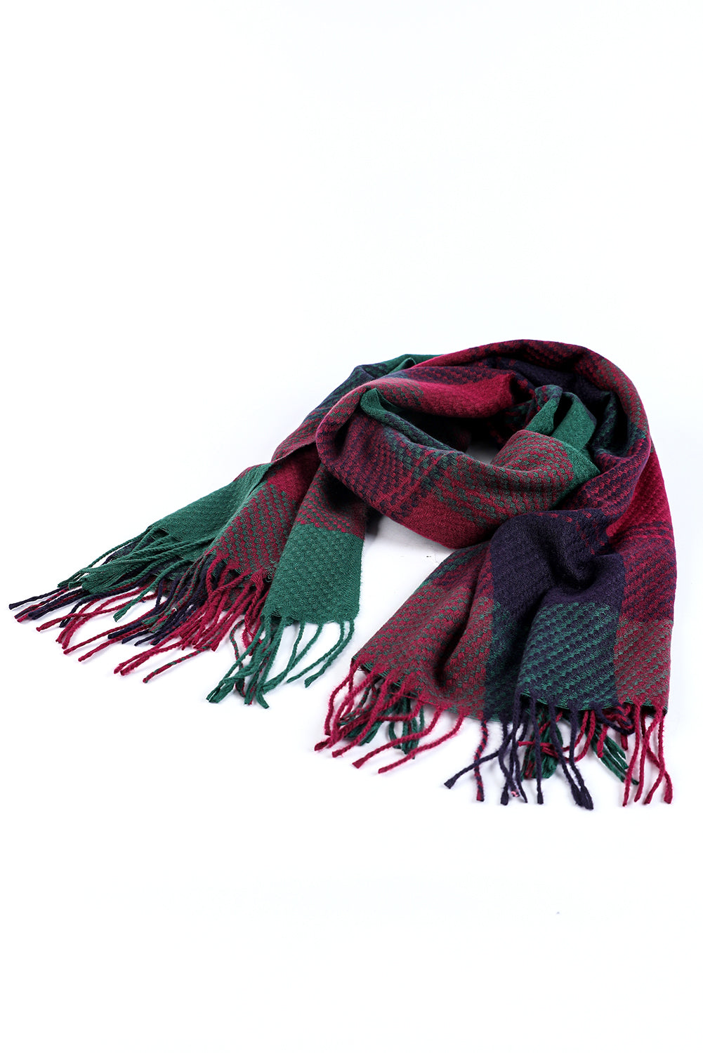 Racing Red Classic Christmas Plaid Fringed Scarf