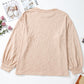 Parchment Plus Size Textured Drop Shoulder Crew Neck Sweatshirt