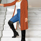 Open Front Long Sleeve Coat Fleece Lined Ribbed Longline Outwear