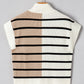 Black Stripe Colorblock Quarter Zip Collar Sweater Vest