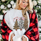 White Leopard Christmas Tree Graphic Crewneck Tee