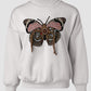 Butterfly Pattern Fleece Lined Sweatshirt Long Sleeve Crewneck Casual Loose Vintage Pullover Tops