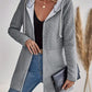 Cable Textured Zip Up Casual Hooded Coat