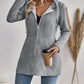 Cable Textured Zip Up Casual Hooded Coat