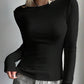 Black Fleece Lined Slim Fit Long Sleeve T Shirt