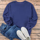 Navy Blue Plain Drop Shoulder Crewneck Pullover Sweatshirt