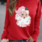 Red Santa Claus Graphic Crewneck Raglan Sleeve Christmas Sweatshirt