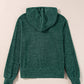 Evergreen Ribbed Zip Up Front Drawstring Hoodie