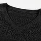 Black Eyelet Pattern Detail V Neck Drop Shoulder Sweater