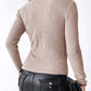 V Neck Ruched Side Button Decor Knit Sweater Slim Fit Pullover Top