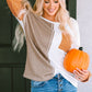 Orange Long Sleeve Colorblock Chest Pocket Textured Knit Top