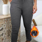 Drawstring Stretchy Waist Pocket Design Lined Sweatpants