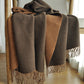 Chestnut Bohemian Fringe Trim Textured Scarf