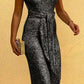 Glitter Round Neck Sleeveless Backless Sequins Jumpsuit