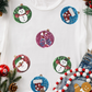 White Sequin Patterned Christmas Light Patch Round Neck Tee