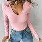 V Neck Long Sleeve Casual Top