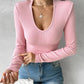 V Neck Long Sleeve Casual Top