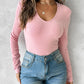 V Neck Long Sleeve Casual Top