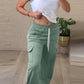 Contrast Binding Ribbed Tank Top & Drawstring Cargo Pants Set