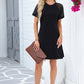 Black Contrast Lace Raglan Sleeve Pleated Detail Shift Dress