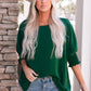 Green Smocked Wrist Shift Top