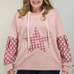 Delicacy Star Patch Graphic Floral Color Block Drawstring Plus Size Hoodie