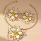 Yellow Hollow Out Flower Shape Plated Earrings and Choker Set