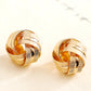 Gold Plated Textured Knot Stud Earrings