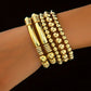 Gold Layered Plated Alloy Beaded Elastic Bracelet Set