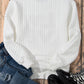 White LOVE Chenille Embroidered Cable Knit Pullover Sweatshirt