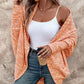 Colorful Waffle Knit Open Front Coat Batwing Long Sleeve Cardigan