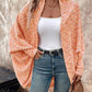 Colorful Waffle Knit Open Front Coat Batwing Long Sleeve Cardigan