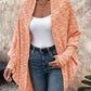 Colorful Waffle Knit Open Front Coat Batwing Long Sleeve Cardigan