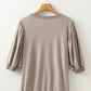 Goat Half Lantern Sleeve Solid Colour Pullover Top