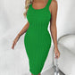 Sleeveless U Neck Textured Bodycon Dress