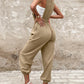 Pocket Design Drawstring Suspender Jumpsuit