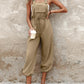 Pocket Design Drawstring Suspender Jumpsuit