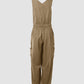 Pocket Design Drawstring Suspender Jumpsuit