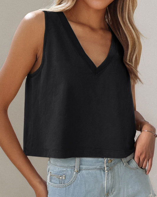 V Neck Casual Sleeveless Top