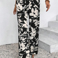 Black Floral Print Smocked High Waist Wide Leg Pants