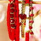 Fiery Red Heart Beaded Multi Layered Elastic Bracelet Set