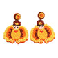 Yellow Halloween Turkey Beaded Drop Earrings